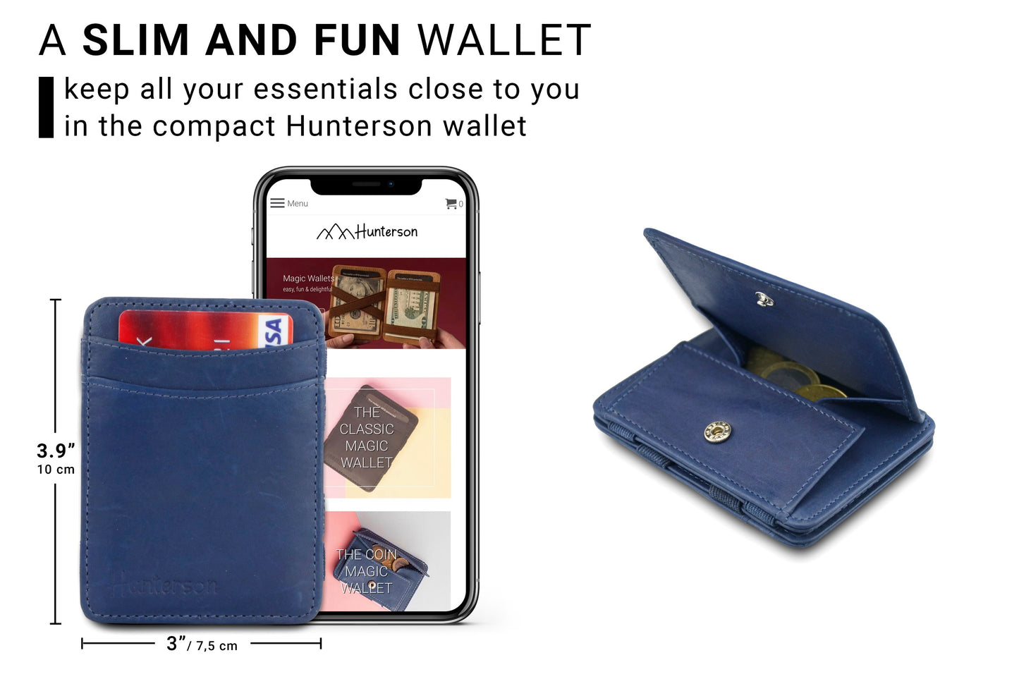 Porte-monnaie Magique RFID Cuir - Hunterson - Bleu