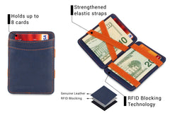 Portefeuille Magique RFID Cuir - Hunterson - Bleu-Orange