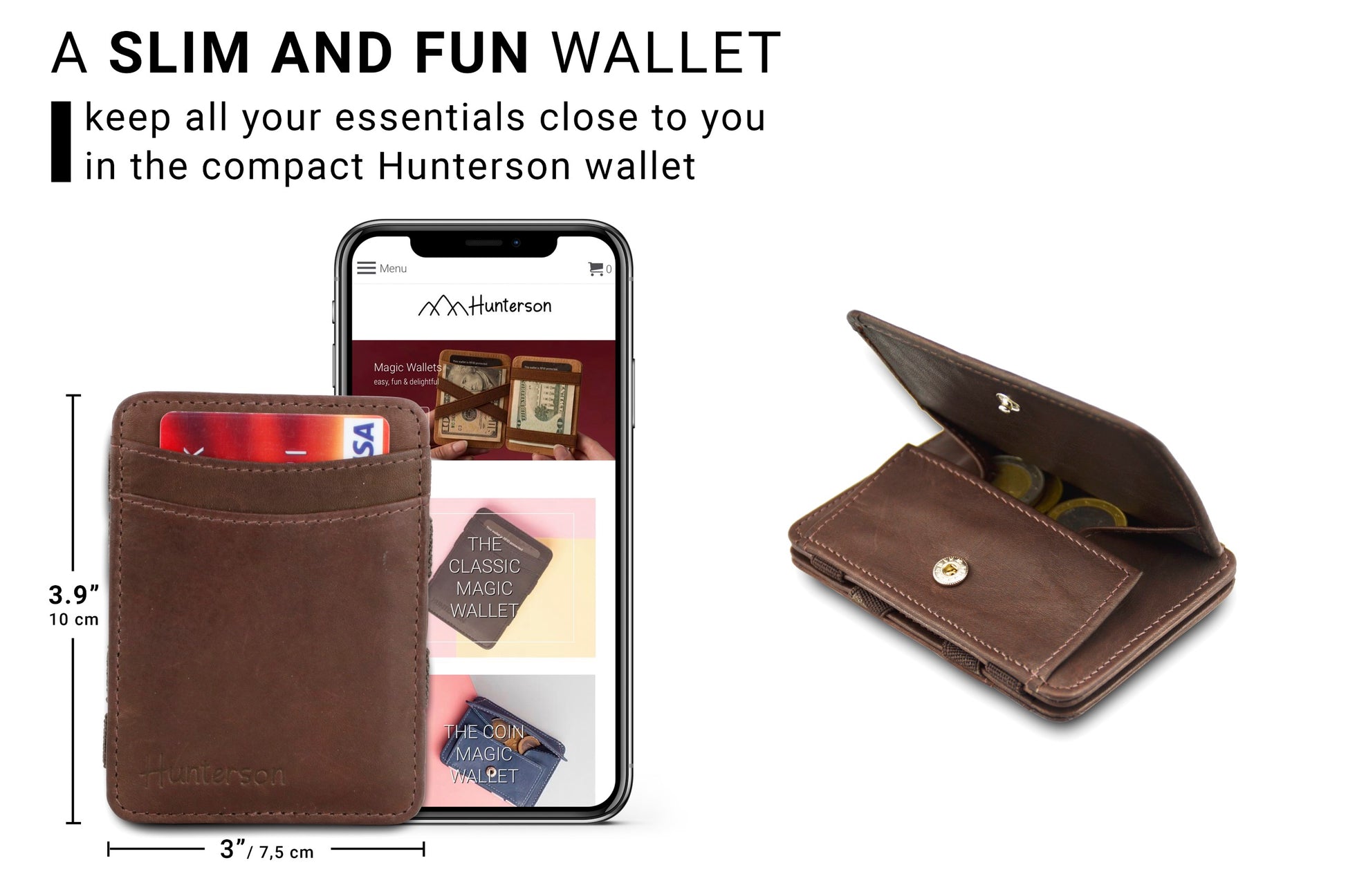 Porte-monnaie Magique RFID Cuir - Hunterson - Brun