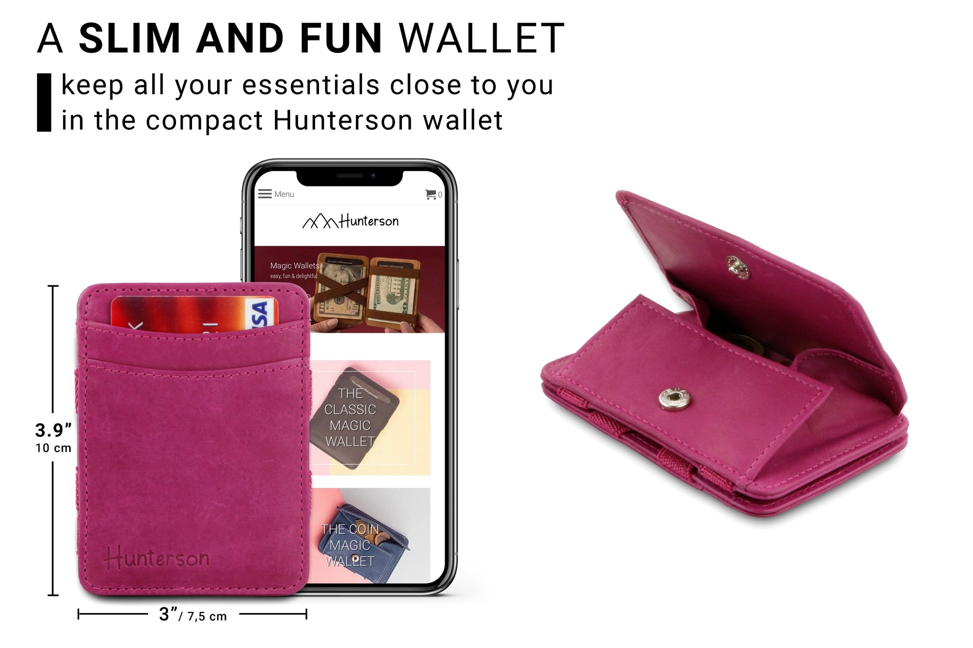 Porte-monnaie Magique RFID Cuir - Hunterson - Framboise
