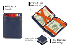 Portefeuille Magique RFID Cuir - Hunterson - Bleu-Orange