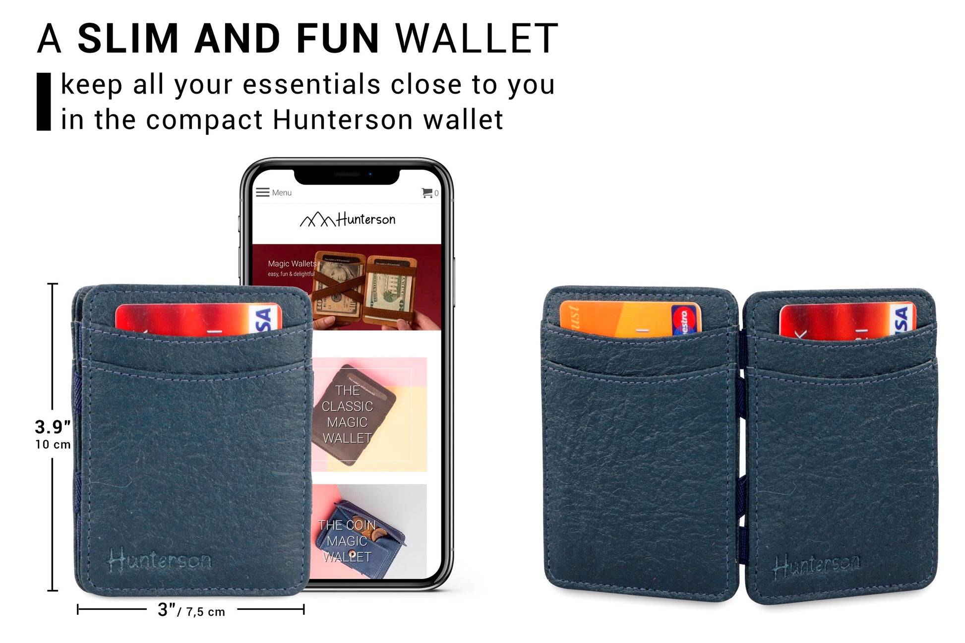 Portefeuille Magique RFID Vegan - Hunterson - Marine