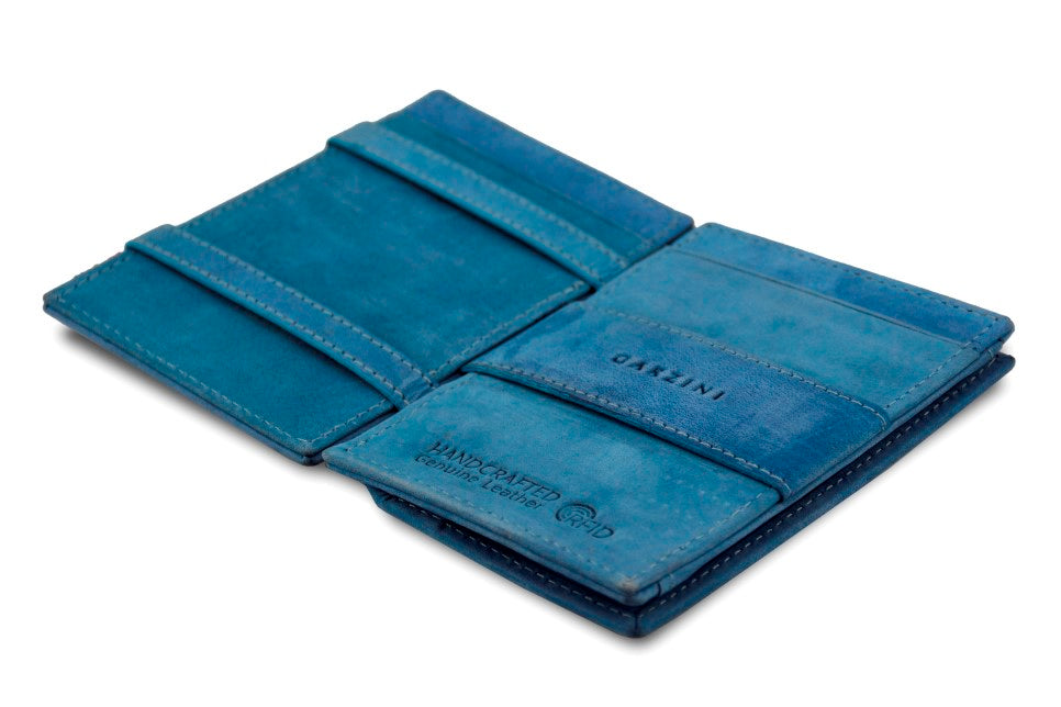 Porte-monnaie Magique RFID Cuir Pochette Carte Vintage - Garzini - Bleu - 3