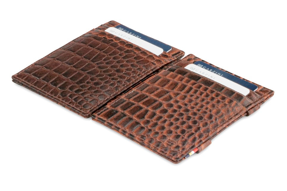 Portefeuille Magique RFID Cuir Croco - Garzini - Brun - 4