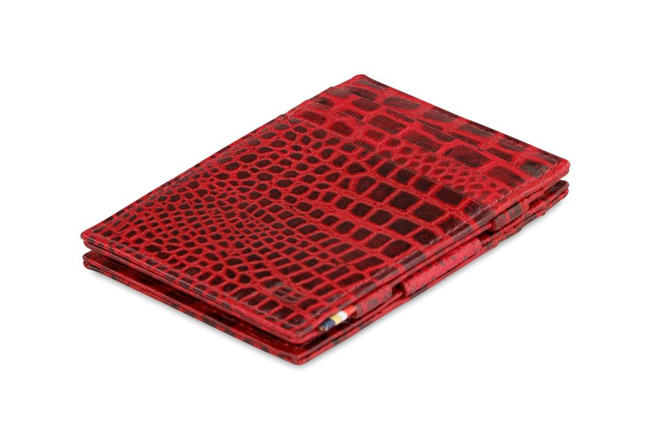 Portefeuille Magique RFID Cuir Croco - Garzini - Rouge - 1
