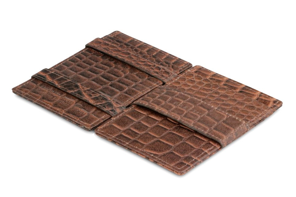 Portefeuille Magique RFID Cuir Fenêtre Croco - Garzini - Brun - 3