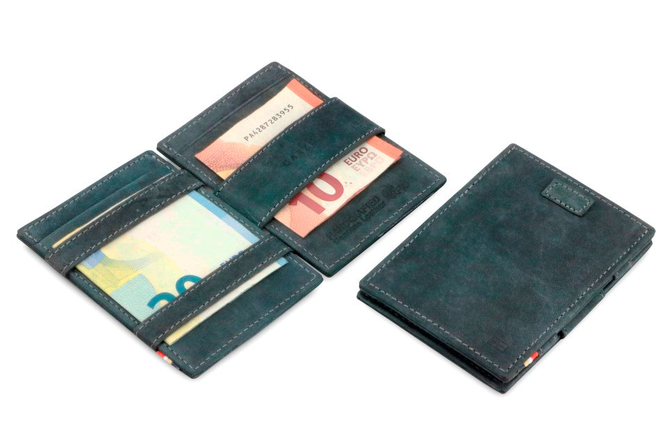 Portefeuille Magique RFID Cuir Pochettes Cartes Vintage - Garzini - Noir - 5