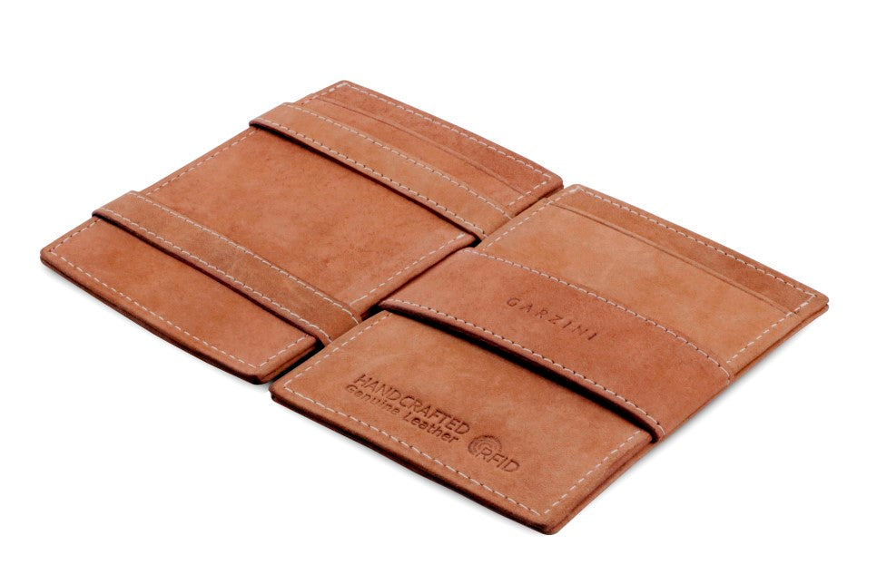 Portefeuille Magique RFID Cuir Pochettes Cartes Vintage - Garzini - Cognac - 3