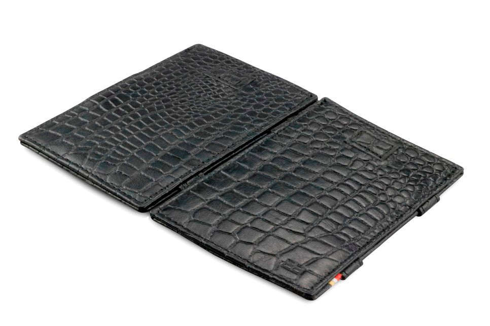 Portefeuille Magique RFID Cuir Pochettes Cartes Croco - Garzini - Noir - 4