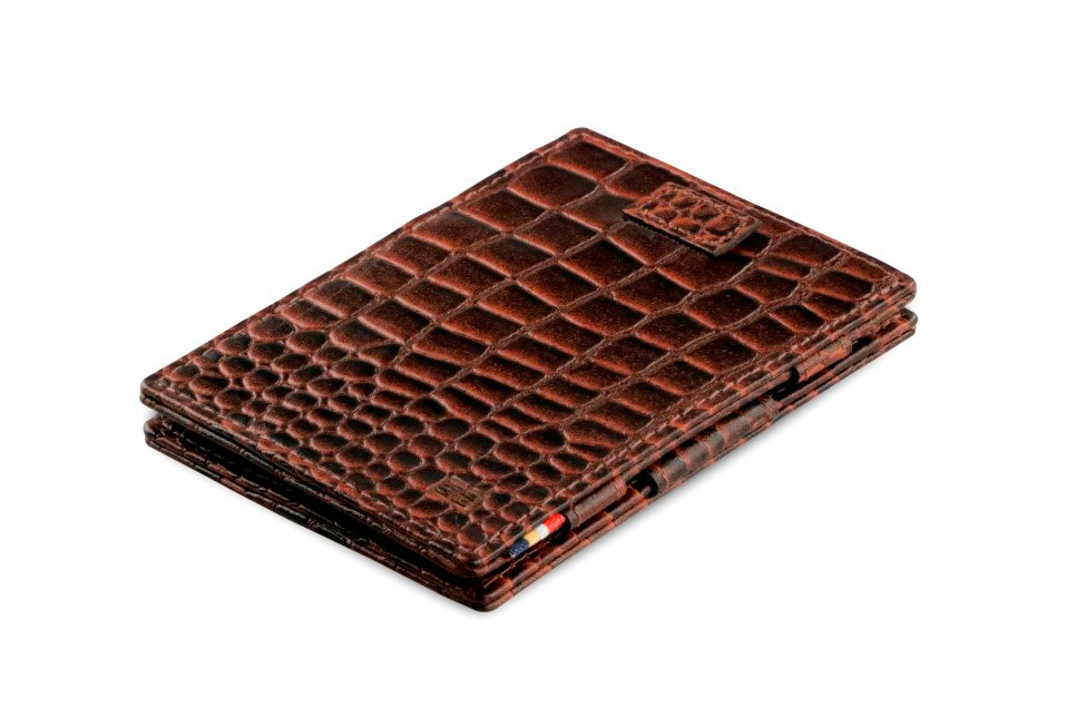 Portefeuille Magique RFID Cuir Pochettes Cartes Croco - Garzini - Brun - 1