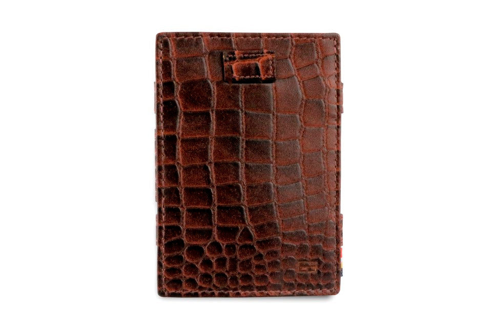 Portefeuille Magique RFID Cuir Pochettes Cartes Croco - Garzini - Brun - 2