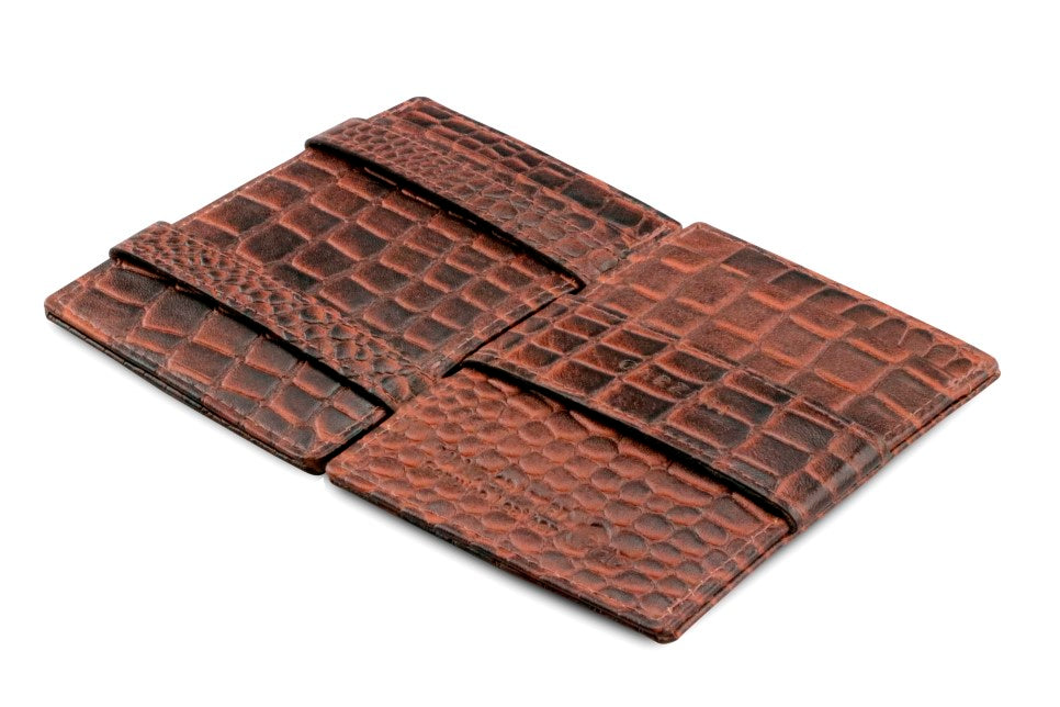 Portefeuille Magique RFID Cuir Pochettes Cartes Croco - Garzini - Brun - 3
