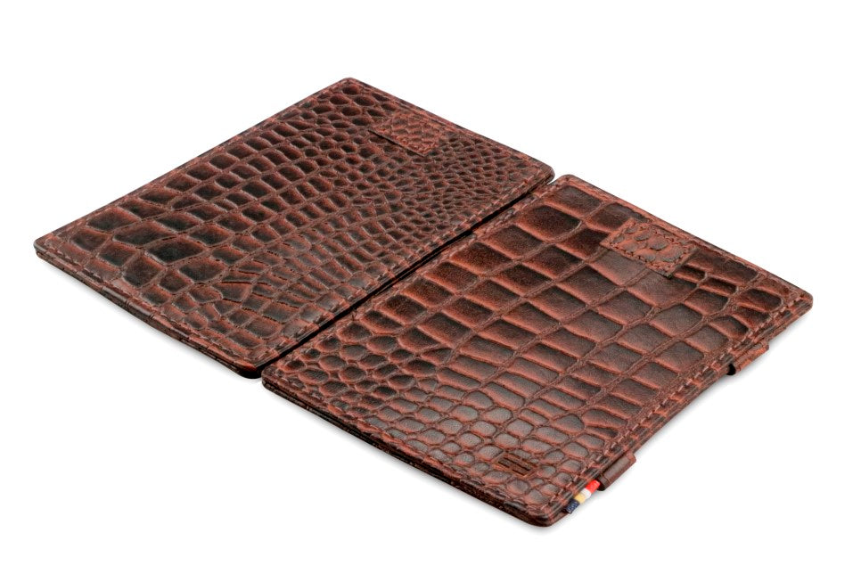 Portefeuille Magique RFID Cuir Pochettes Cartes Croco - Garzini - Brun - 4