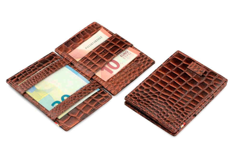 Portefeuille Magique RFID Cuir Pochettes Cartes Croco - Garzini - Brun - 5