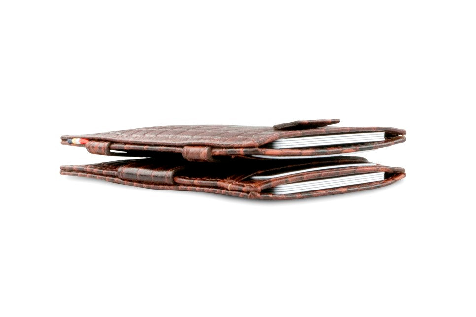 Portefeuille Magique RFID Cuir Pochettes Cartes Croco - Garzini - Brun - 6