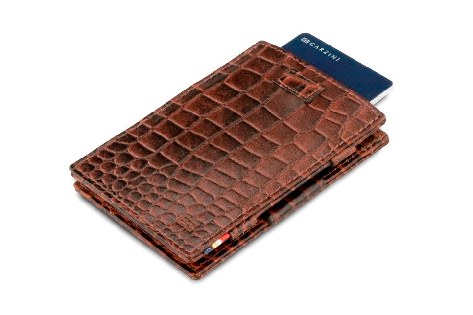 Portefeuille Magique RFID Cuir Pochettes Cartes Croco - Garzini - Brun - 7