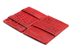 Portefeuille Magique RFID Cuir Pochettes Cartes Croco - Garzini - Rouge - 3