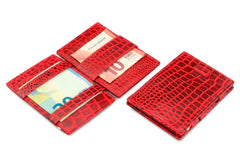 Portefeuille Magique RFID Cuir Pochettes Cartes Croco - Garzini - Rouge - 5