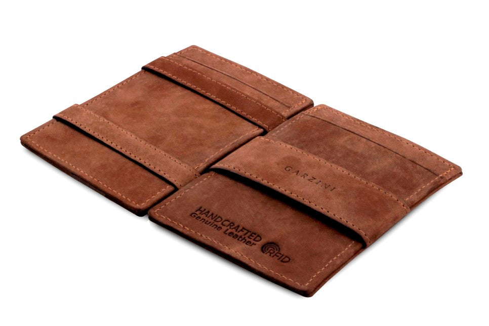 Portefeuille Magique RFID Cuir Pochettes Cartes Vintage - Garzini - Brun - 3