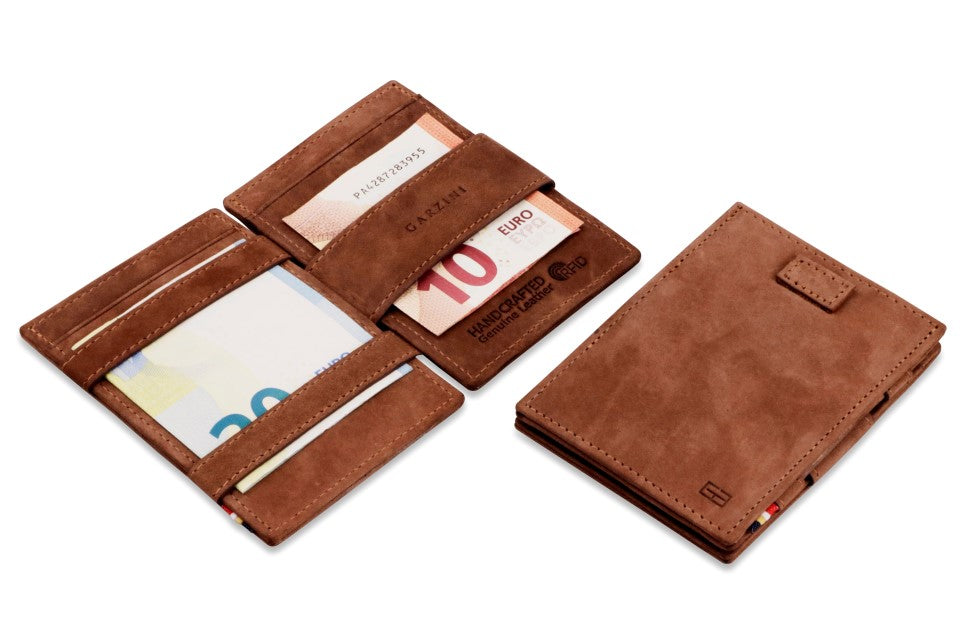 Portefeuille Magique RFID Cuir Pochettes Cartes Vintage - Garzini - Brun - 5