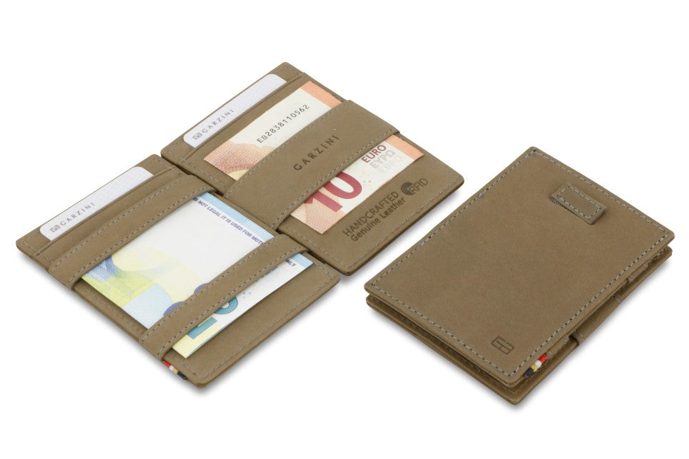 Portefeuille Magique RFID Cuir Pochettes Cartes Vintage - Garzini - Gris