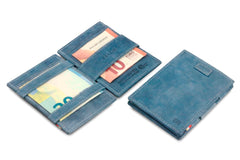 Portefeuille Magique RFID Cuir Pochettes Cartes Vintage - Garzini - Bleu - 5
